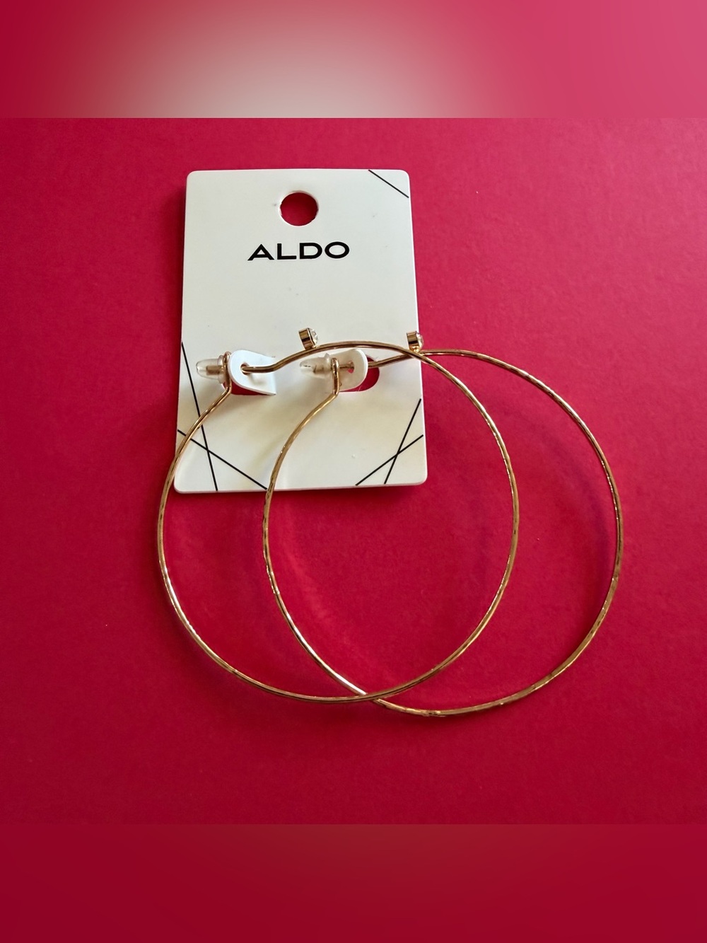 6cm. Aldo Gold-Tone Textured Hoop Earrings